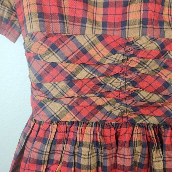 Vintage 40s 50s Vicky Vaughn Day Dress Womens S Red Plaid Button Front Fit Flare - Picture 11 of 12